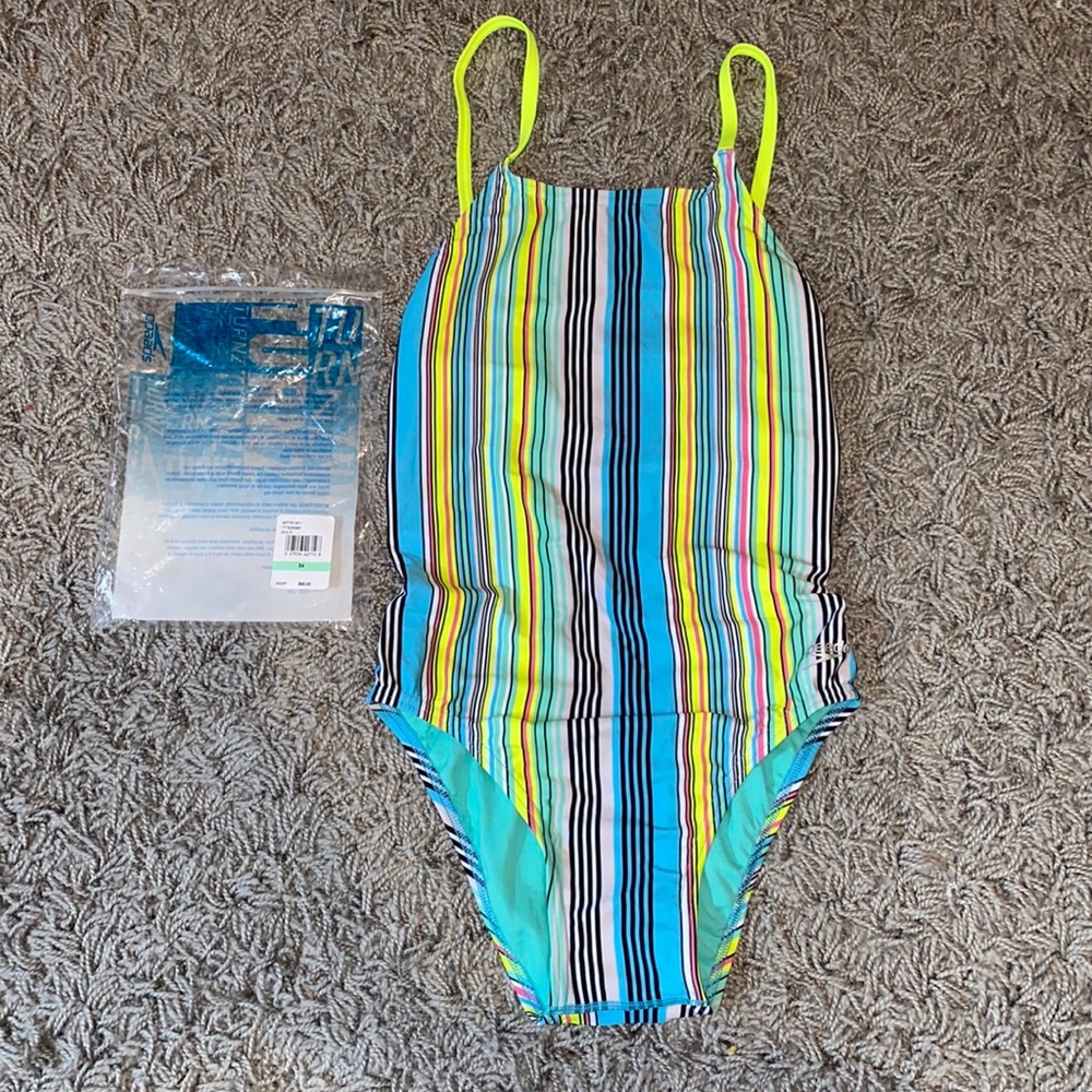 Vibrant striped Speedo swimsuit